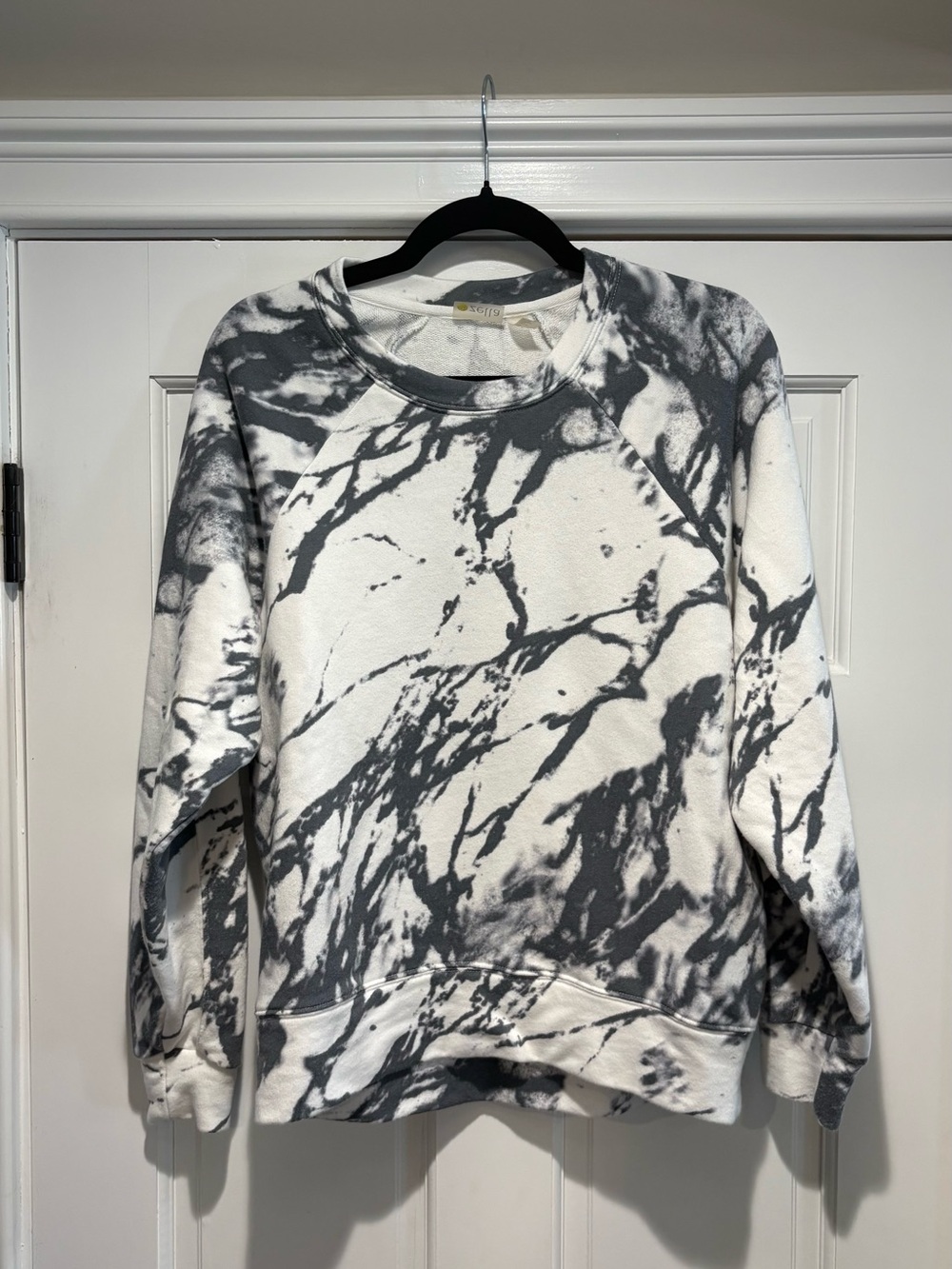 Zella Women’s Small -White and Charcoal Marble Crewneck Sweatshirt - Picture 2 of 12